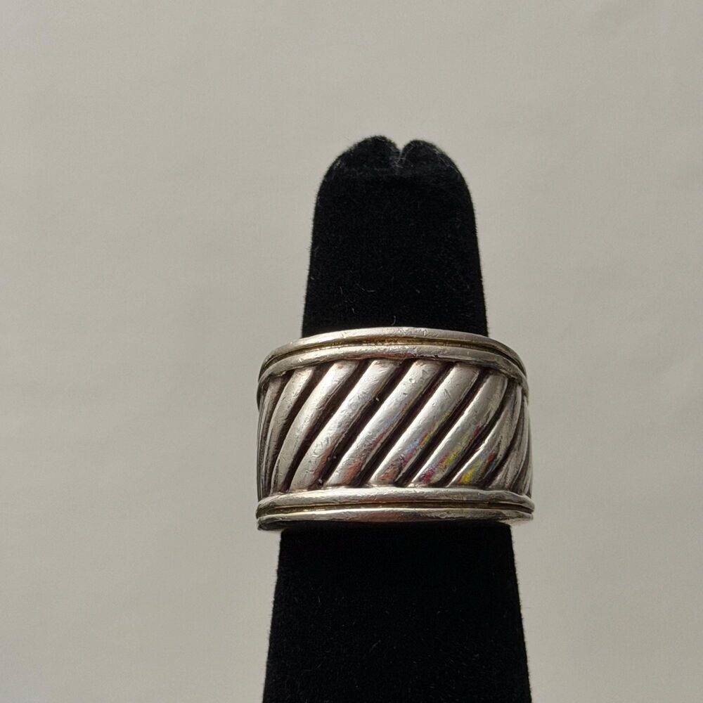 Wide Cigar Band “DY” look alike Sterling Size 6 Ring